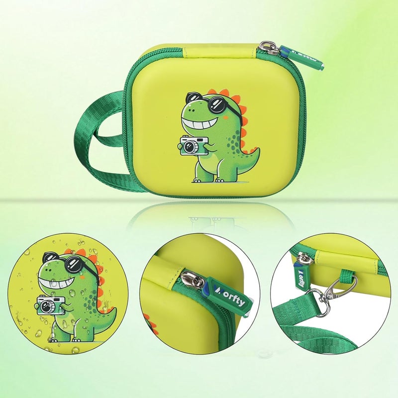 worfty Kids Camera Case Compatible with YEEHAO/Goopow/Hangrui/Masterbee/OUTUVAS/GKTZ Digital Video Camera Toys Camcorder Storage Holder Carrying - Green Dinosaur(Case Only) (Green dinosaur) - Image 4